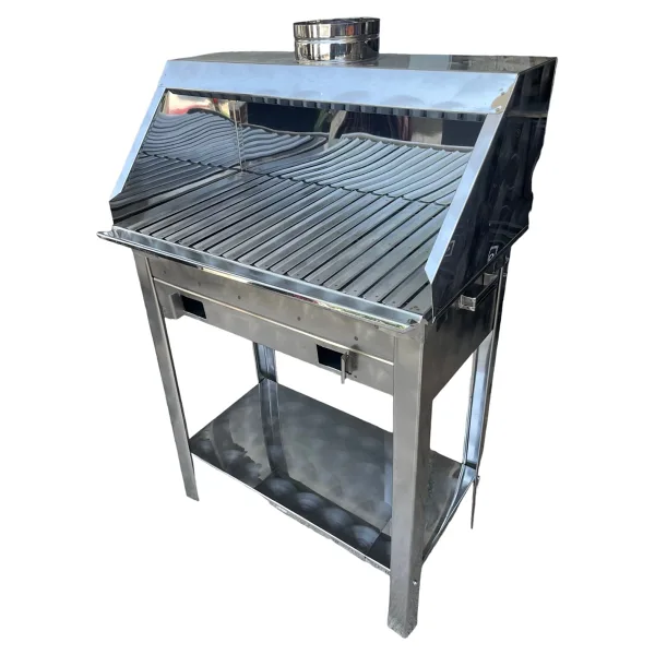 Topsöken Paslanmaz Kömürlü Mangal 35 x 60 cm Bacalı Barbekü