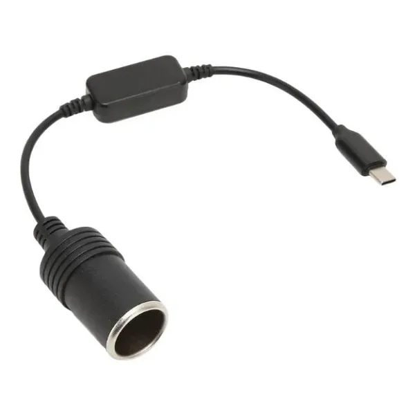 Type-C 5V - 12V Dişi Araç Çakmak Soketi Dönüştürücü - 30cm Kablolu