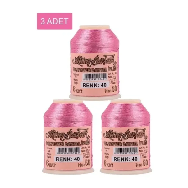 3 Adet Altınbaşak Oya ve Dantel İpi 20 gr - Royaleks - No: 040