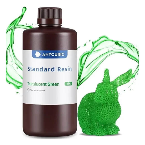 Anycubic Anycubic Standart Reçine Hd Yarı Saydam Yeşil 1 kg - Şeffaf - Yeşil