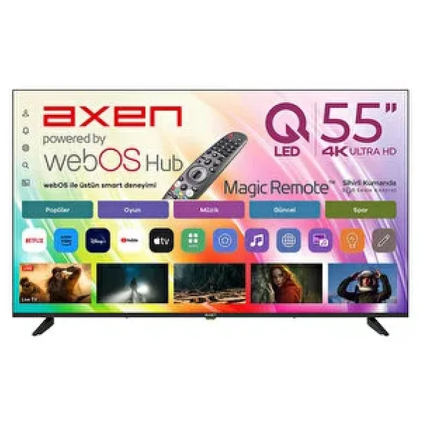 Axen AX55QUPRL-W02M 4K Ultra HD 55" 140 Ekran Uydu Alıcılı webOS Smart QLED TV
