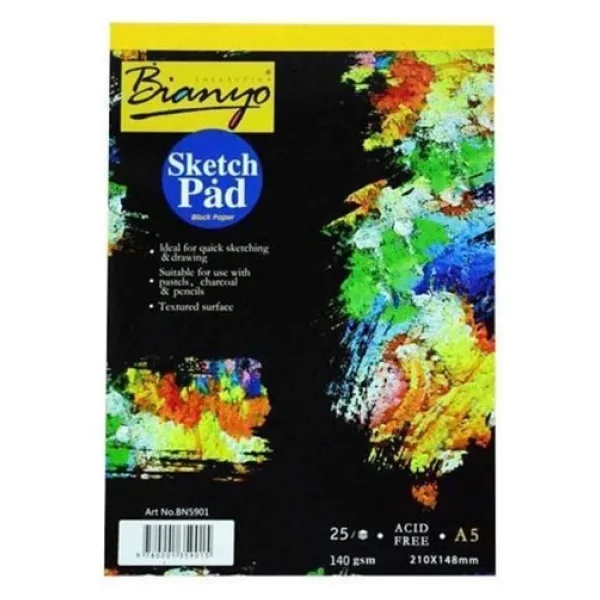 Bianyo Sketch Pad Eskiz Defteri Siyah A5 25 Yaprak 140 Gr