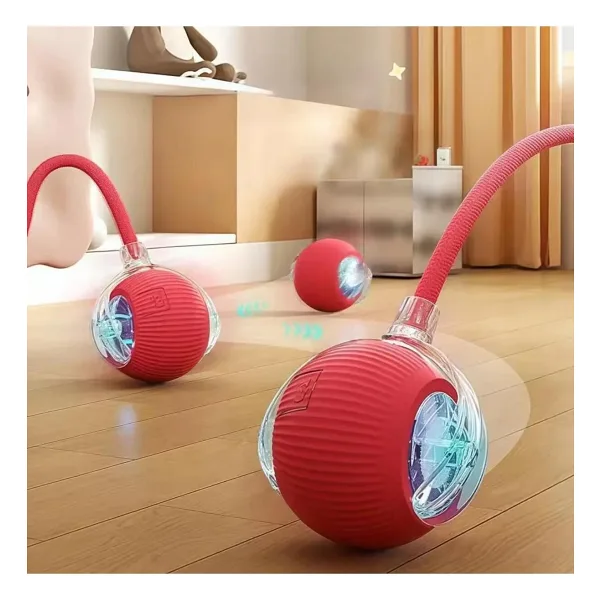 Busstier Akıllı Kedi Oyuncağı, USB Şarjlı, LED Işıklı, 3 Modlu, Otomatik Yuvarlanan Top