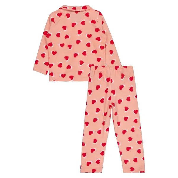 Civil Girls Kalp Desenli 10-13 Yaş Pijama Takımı - Pudra 10-11 Yaş