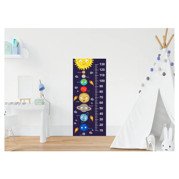 Çocuk Odası Bebek Odası Gezegenler Boy Cetveli Boy Ölçer Sticker