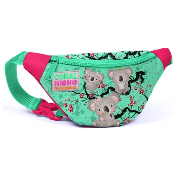 Coral High Kids Su Yeşili Neon Mercan Koala Desenli Bel Çantası 22413