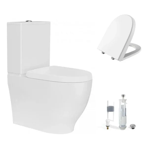 Creavit Mare Duvara Sıfır Kanalsız Klozet + Rezervuar + Duroplast Kapak + Çift Basmalı İç Takım Set