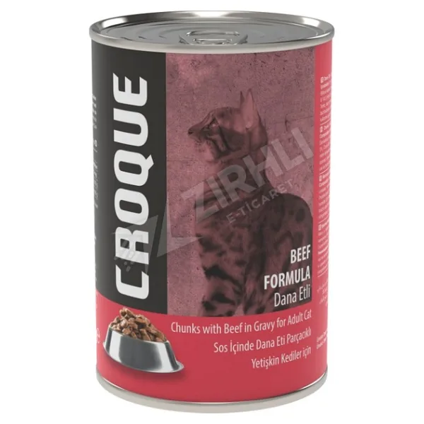 Croque 2 ADET Croque Dana Etli Konserve Yetişkin Kedi Maması 400 Gr