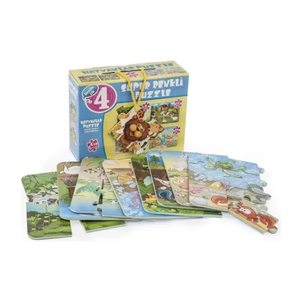 Diytoy Dıy Toy Hayvanlar Süper Renkli Puzzle 4ü 1 Kutuda