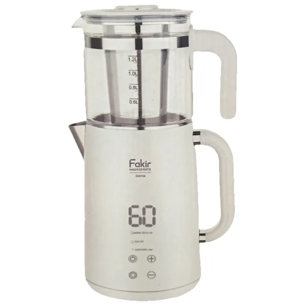 Fakir Demia Beyaz 1500 W Dijital Cam Demlikli Çay Makinesi
