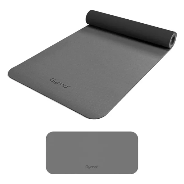 Gymo Ekolojik 6mm Tpe Yoga Matı Pilates Minderi Diz Dirsek Koruyucu Matlı Set Gri Gri