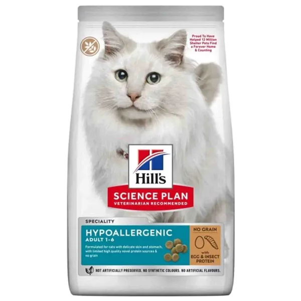 Hill's Hypo-Allergenic Yumurta ve Böcek Proteinli 1.5 kg Yetişkin Kedi Maması