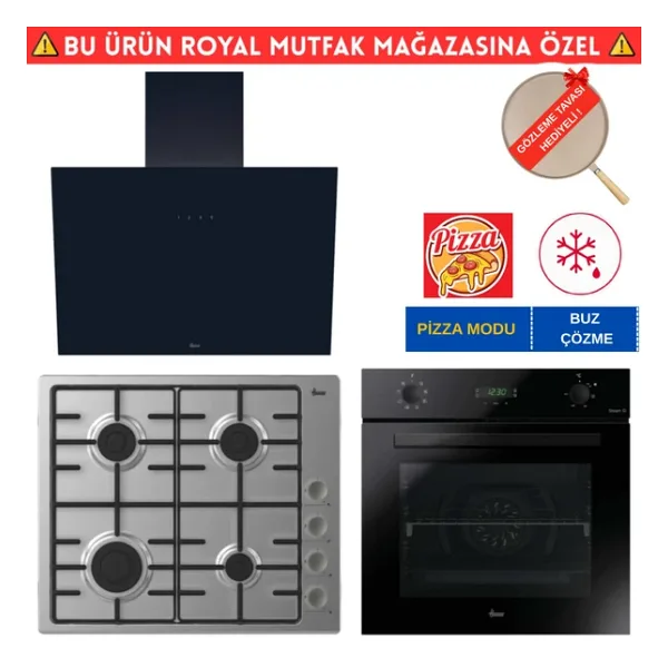 Hoover Leo Siyah Turbo Ankastre Set (HO3158B+ HHW6LMX/TK Inox Emaye +HDG6C1GBTK)