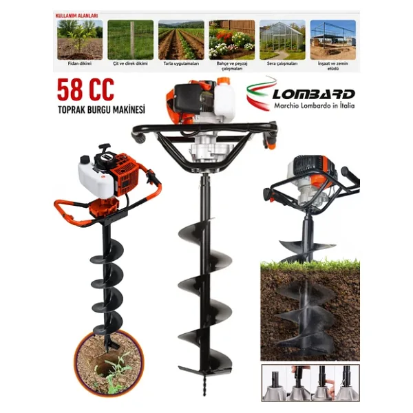 İtaly Lmb-S52 Toprak Burgu Zemin Delme Delik Açma Makinası 52Cc+ Delme Ucu 150 Mm Hediyeli