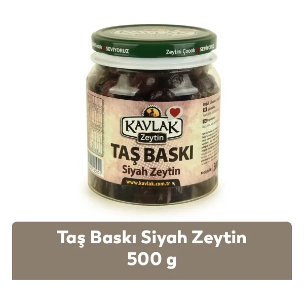 Kavlak 500 gr Taş Baskı Gemlik Siyah Zeytin