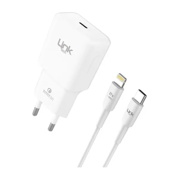LİNKTECH T447 20W PD ŞARJ ALETİ VE 27W TYPE-C TO LİGHTNİNG KABLO SET