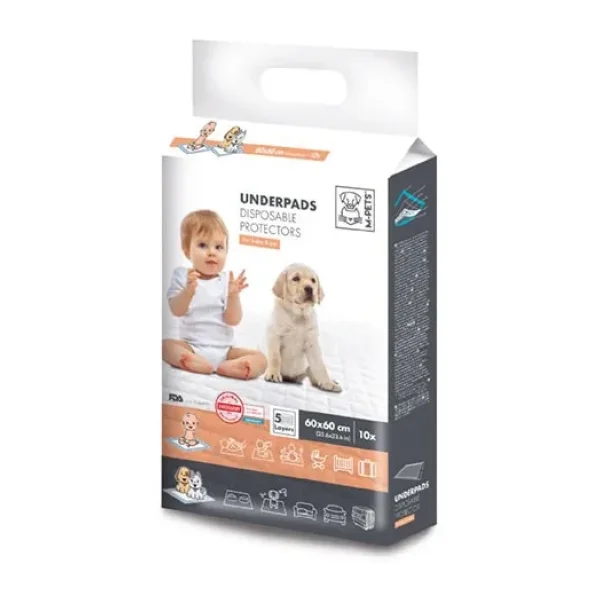 M-PETS Underpads Köpek Çiş Eğitim Pedi 60x60cm 10 Adet