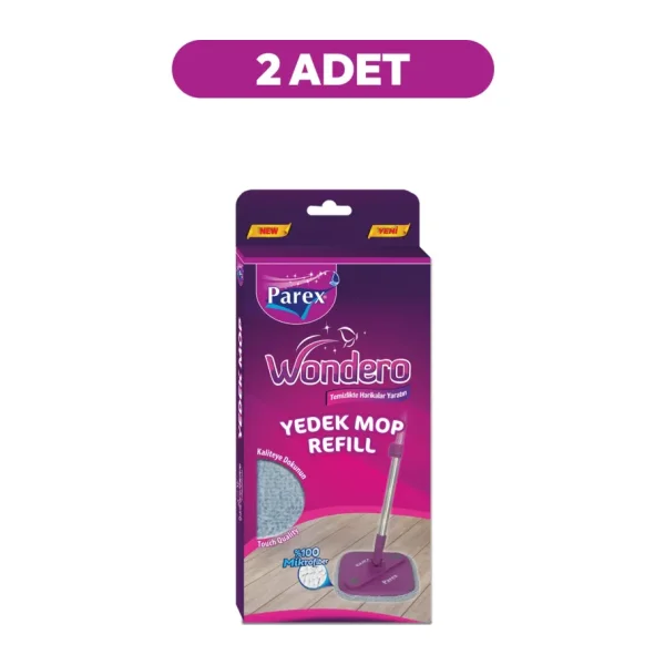 Parex Wondero Yedek Mop İkili Paket Gri Renkli Yüksek Emicilik Özellikli Temizlik Ürünü