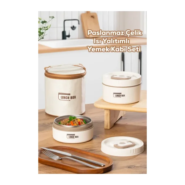 Porsima Isı Yalıtımlı Çanta Paslanmaz Çelik Vakumlu Yemek Termosu Beslenme Kutusu Lunch Box Sefer Tası