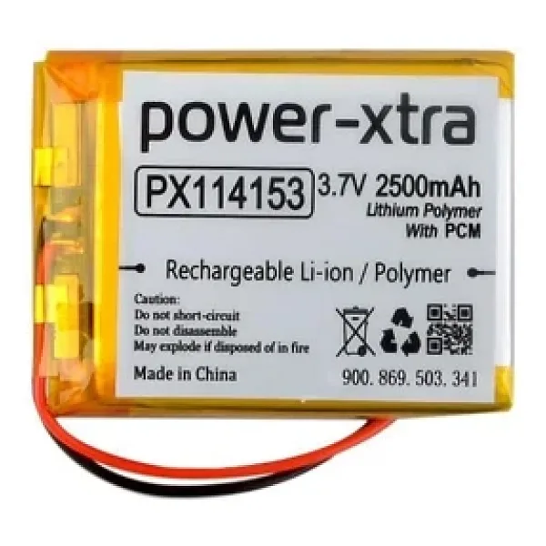 Power-Xtra PX114153 - 3.7V 2500 mAh Li-Polymer Pil - Devreli - 2.5A