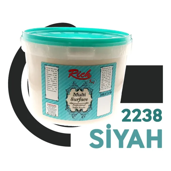 Rich Multi Surface 2500 cc 2238 Siyah Akrilik Boya