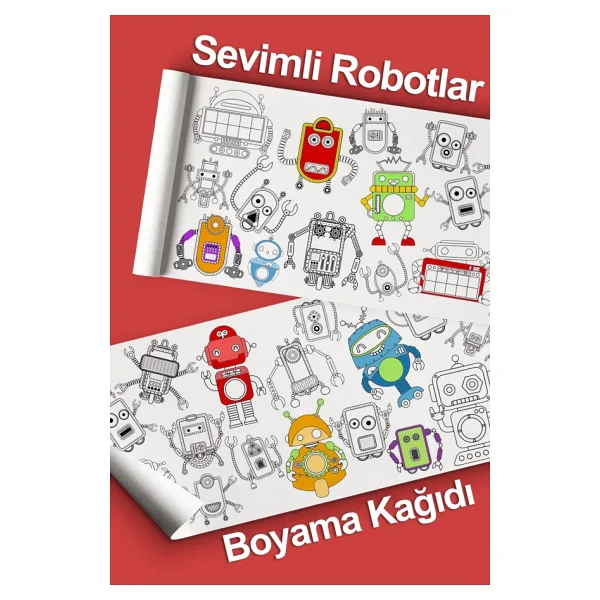 Robotlar Dev Boyama Kağıdı 2 Metre Sevimli Robot Aktivite Rulosu - Çocuk Eğitici Rulo