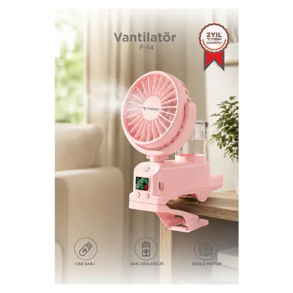 Torima F-14 Pembe Masaüstü Vantilatör