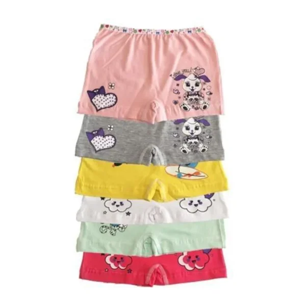 Tutku-Kız Çocuk Renkli Likralı Pamuk Boxer 6 Lı Paket (KARIŞIK RENK / 9-10 Yaş)