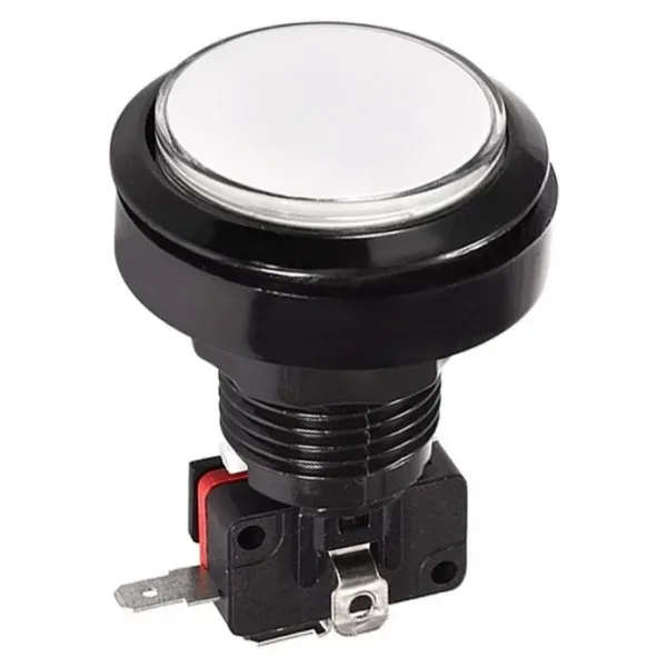 46mm 12V Düz Işıklı Oyun Makinesi Butonu - Beyaz