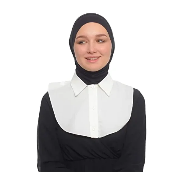 Altobeh Kadın Düz Gömlek Yaka Hazır Tesettür İç Boyunluk Kurtarıcı Yakalık, Ekru