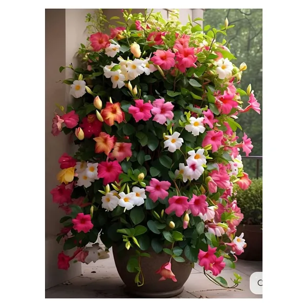 Bitkim Sende Mandevilla Mix 30-60 cm Karışık Renkli (Pembe, Kırmızı, Beyaz) Saksılı Çiçekli Sarmaşık
