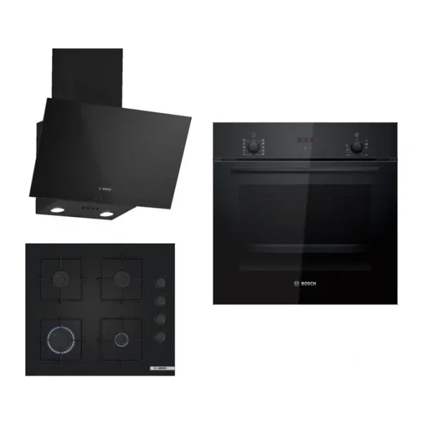 Bosch HBF512BB1T - POP6C6P30O - DWK63PJ60T Siyah Ankastre Set