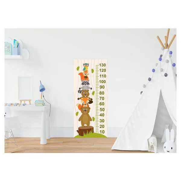 Çocuk Odası Bebek Odası Hayvanlar Boy Cetveli Boy Ölçer Sticker