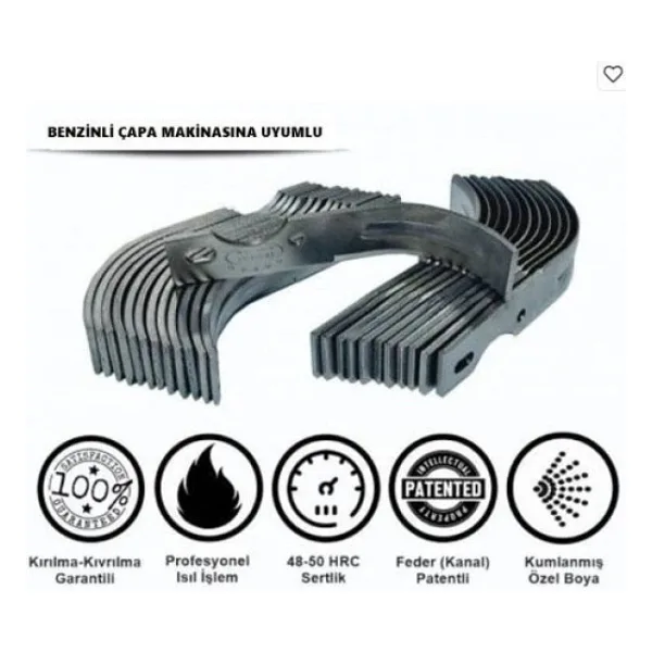 Demiray Federli Bolat Benzinli Capa Makinasi Capa Bicagi Takimi (26 Cm - 24 Adet)