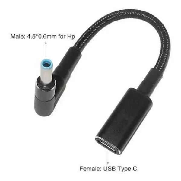 Dişi Type C - Erkek 4.5x0.6mm HP Dönüştürücü Kablo Tip-C to 4506HP