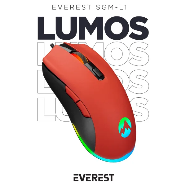 Everest SGM-L1 Lumos Kırmızı RGB Optik Kablolu Oyuncu Mouse