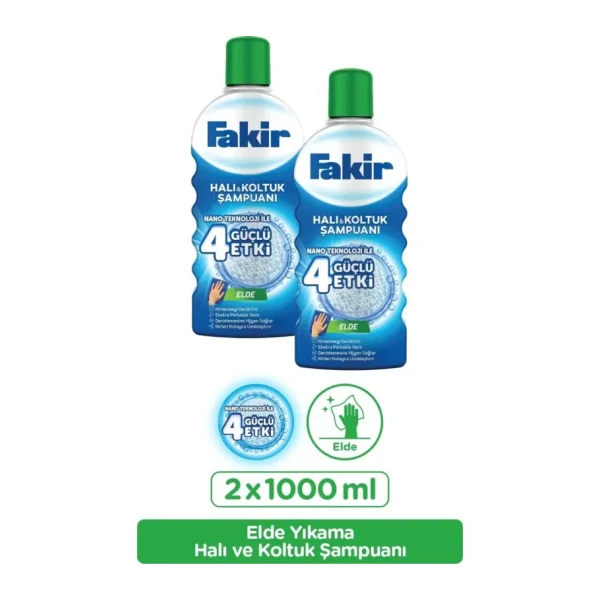Fakir Nano Teknoloji ile Elde Yıkama Halı ve Koltuk Şampuanı 1000 ml x 2 Adet