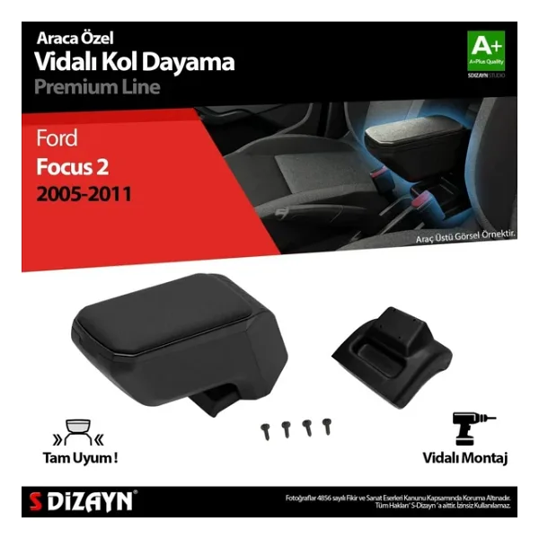 Ford Focus Uyumlu 2 Kol Dayama Kolçak ABS Vidalı Siyah 2005-2011 A+Kalite Parça