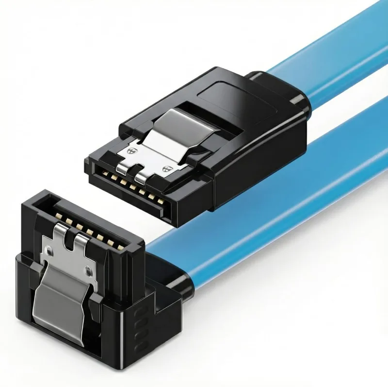 Furalis SATA 3.0 Data Kablosu 40 cm - 6Gbps'ye Kadar Hız - 90° Dirsek Uç - Yassı Kablo - Kilitli Konnektör - HDD, SSD Uyumlu - SATA III Veri Kablosu - PC ve Harici Kasa İçin