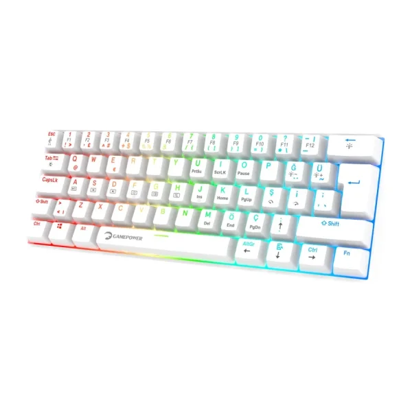 Gamepower Lyra 60M Beyaz RGB TKL Red Switch Kablolu Mekanik Oyuncu Klavyesi