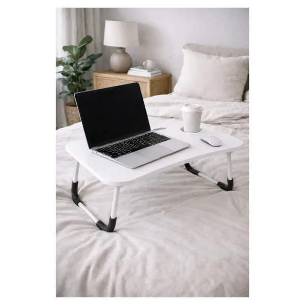 Hodbehod Yatak Koltuk Masa Üstü Keyif Laptop Kahvaltı Sehpası Beyaz - 39 x 59 x 28 cm