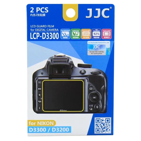 JJC LCP-D3300 LCD Ekran Koruyucu Film 2'li Paket Nikon D3500 D3400 D3300 D3200