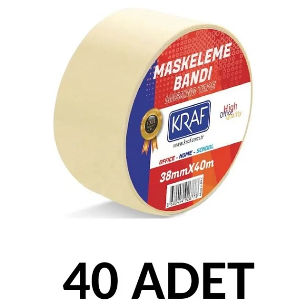 Kraf 40 Adet Maskeleme Bandı 38 mm x 40 Metre Kağıt Bant