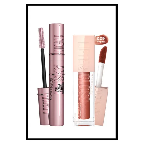 L'Oreal Paris Maybelline New York Lash Sensational Sky High Makyaj Seti & Lifter Gloss Nemlendirici Dudak Parlatıcısı- 009 Topaz - Siyah
