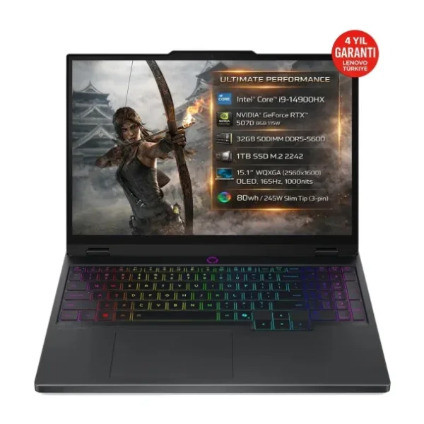 Lenovo Legion 5 15IRX10 83LY00L1TR i9-14900HX 32 GB 1 TB SSD RTX5070 15.1" WQXGA Gaming Laptop