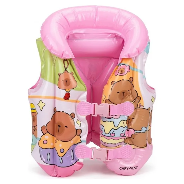 LRS Store Çocuk Can Yeleği 2-4 Yaş Kapibara Desenli 12-25 kg Taşıma Yüzme Yardımcısı Bebek Yelek - Çok Renkli