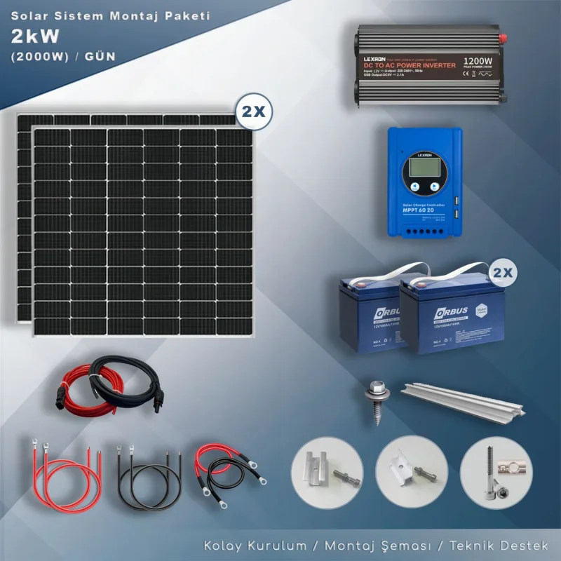 MATECH 2 kW MAXI Solar Paket Sistem (2000W/Gün)