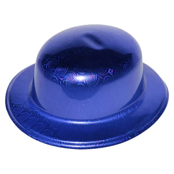 Mavi Renk Hologramlı Plastik Yuvarlak Melon 27x24 Cm