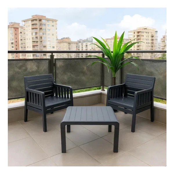 MOBETTO Lara 1 1 S Mindersiz Bahçe Takımı Balkon - Bahçe - Teras Mobilyası / Antrasit