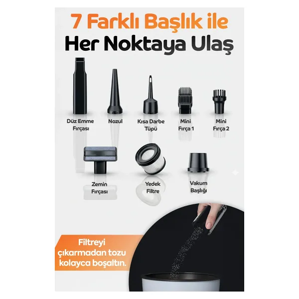 Monyer Dorimo 20000Pa Ultra Güçlü Vakumlu Kablosuz Üflemeli Araç Süpürgesi